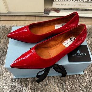 Lanvin Lipstick Red Patent Flats 6.5-7
